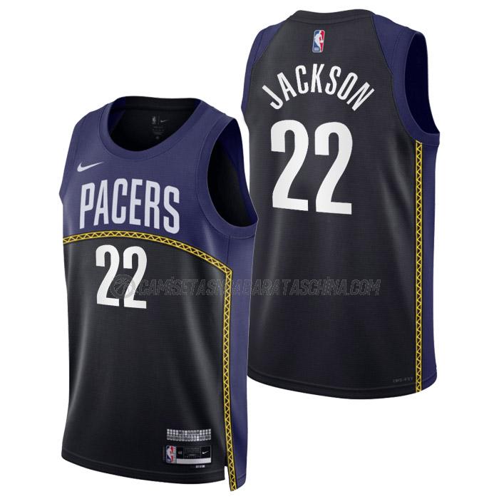 camiseta isaiah jackson indiana pacers de 22 hombre city edition 2023 negro