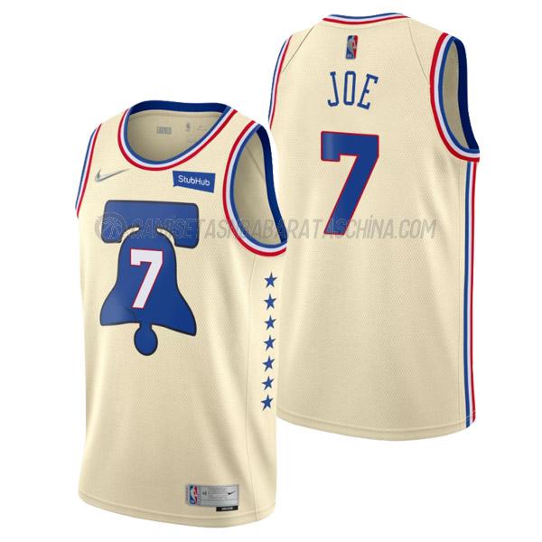 camiseta isaiah joe philadelphia 76ers de 7 hombre earned edition 2021 crema