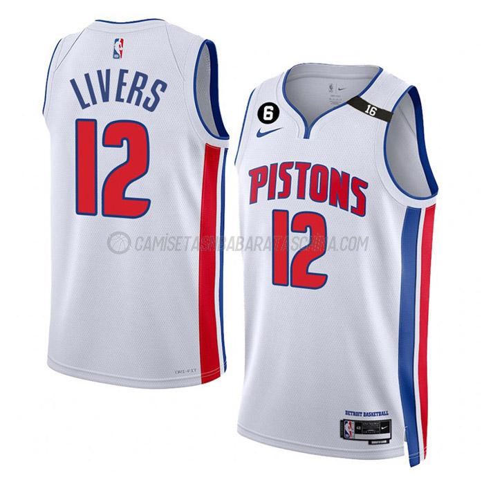 camiseta isaiah livers detroit pistons de 12 hombre association edition 2023 blanco