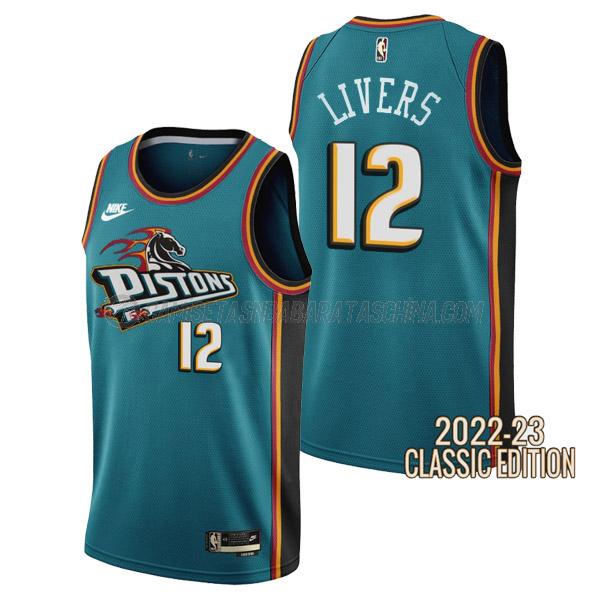 camiseta isaiah livers detroit pistons de 12 hombre classic edition 2023 verde azulado