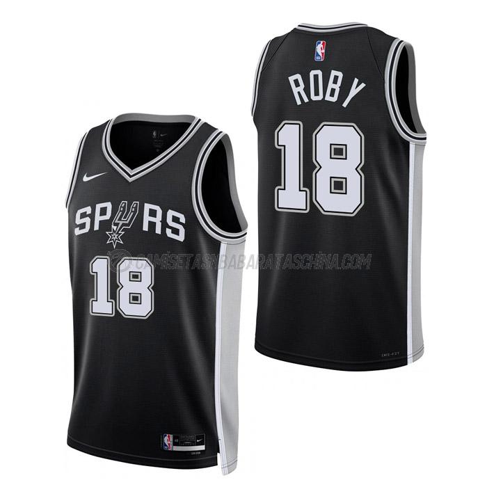 camiseta isaiah roby san antonio spurs de 18 hombre icon edition 2023 negro