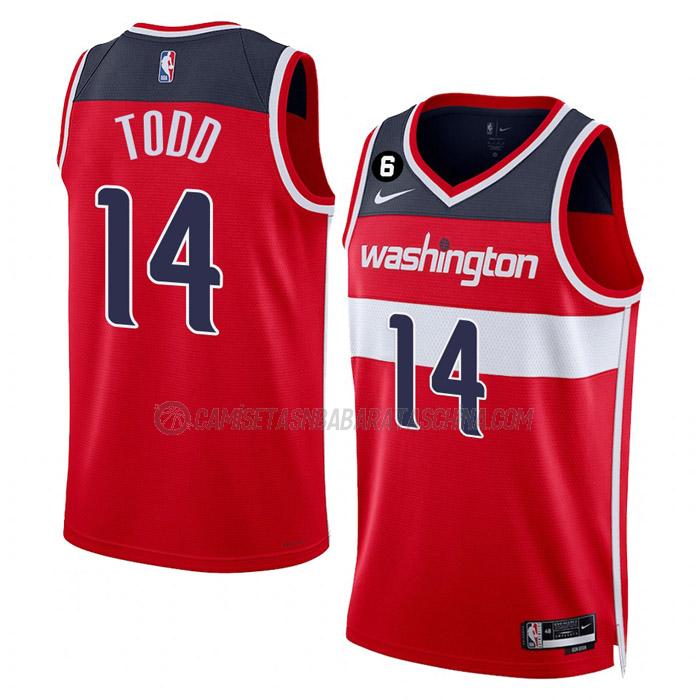 camiseta isaiah todd washington wizards de 14 hombre icon edition 2023 rojo