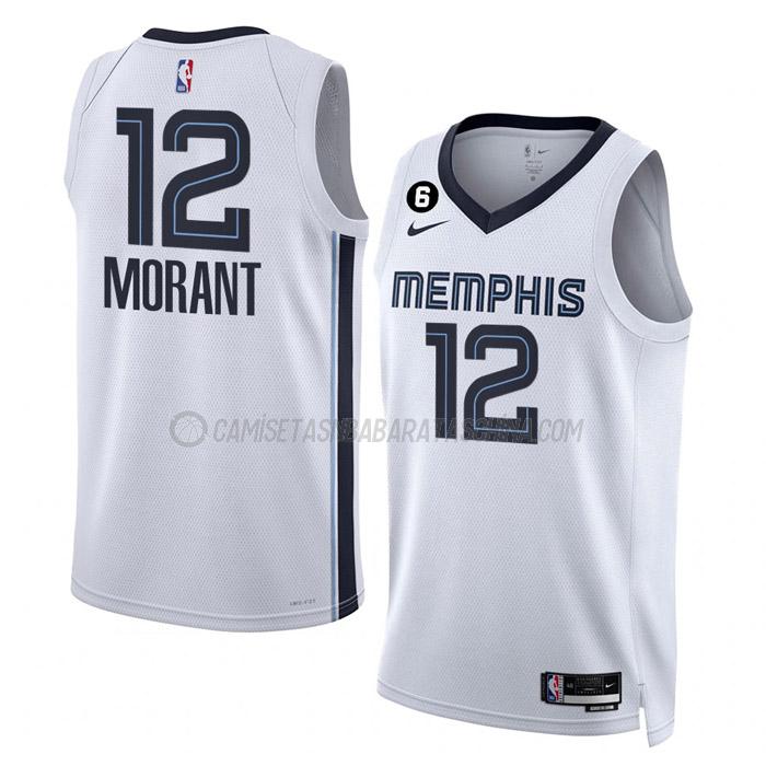 camiseta ja morant memphis grizzlies de 12 hombre association edition 2023 blanco