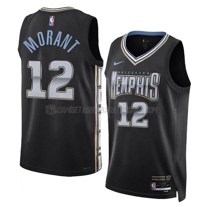 camiseta ja morant memphis grizzlies de 12 hombre city edition 2023 negro