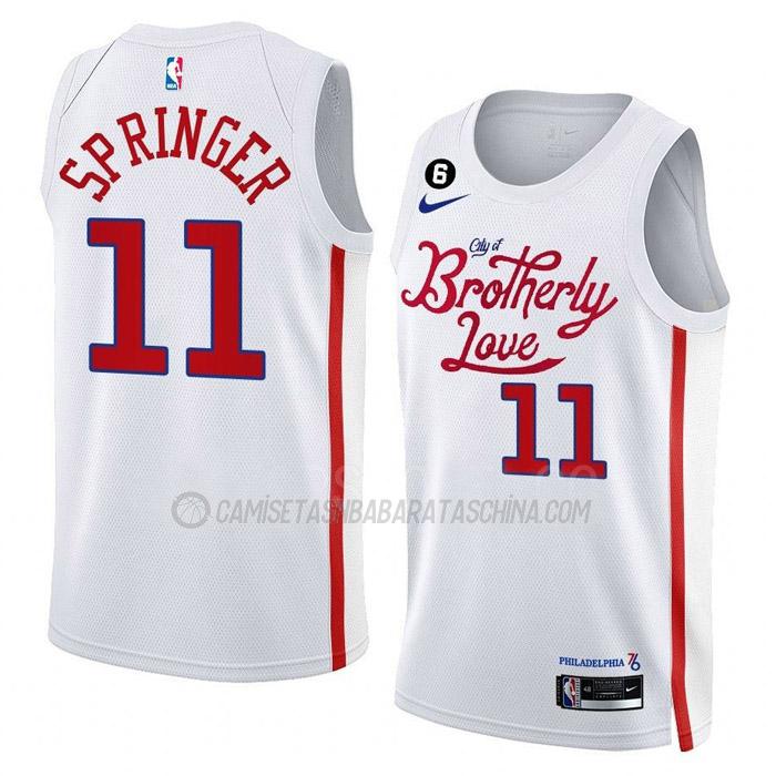 camiseta jaden springer philadelphia 76ers de 11 hombre city edition 2023 blanco