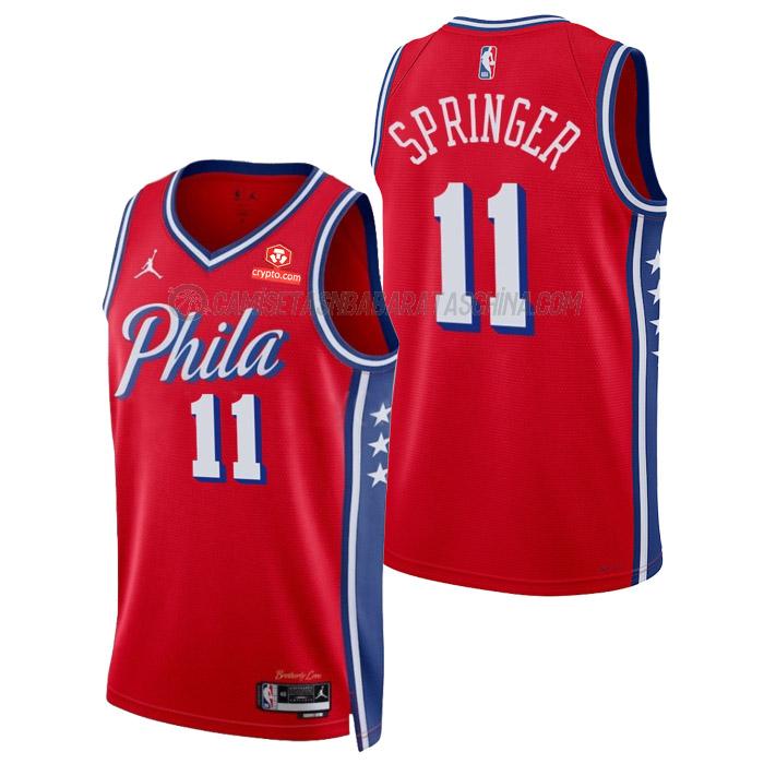 camiseta jaden springer philadelphia 76ers de 11 hombre statement edition 2023 rojo