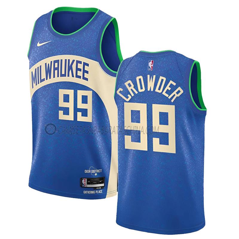 camiseta jae crowder milwaukee bucks de 99 hombre city edition 2023-24 azul