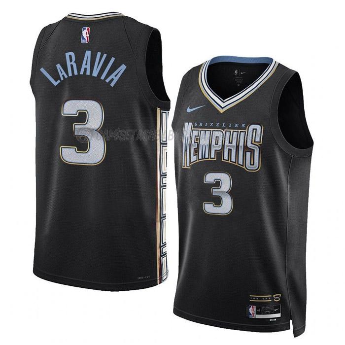 camiseta jake laravia memphis grizzlies de 3 hombre city edition 2023 negro