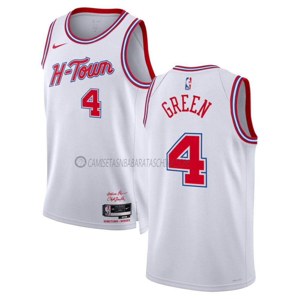 camiseta jalen green houston rockets de 4 hombre city edition 2023-24 bianco