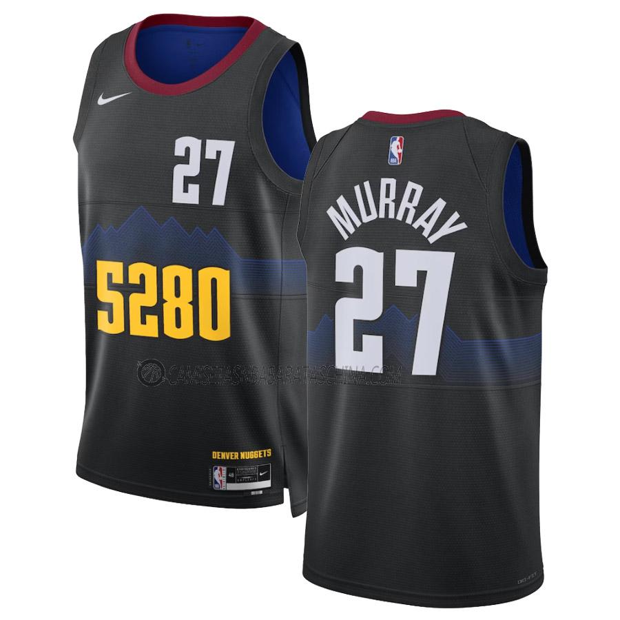 camiseta jamal murray denver nuggets de 27 hombre city edition 2023-24 negro