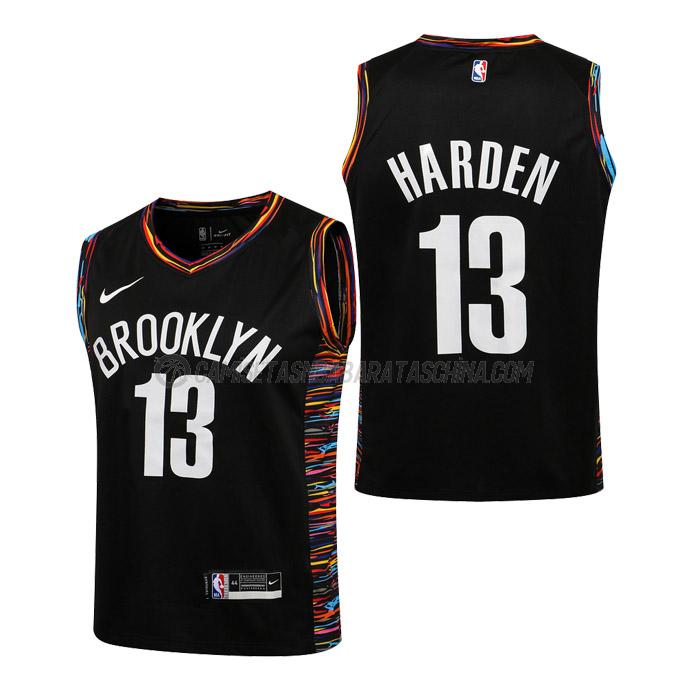 camiseta james harden brooklyn nets de 13 niños city edition 2019 negro