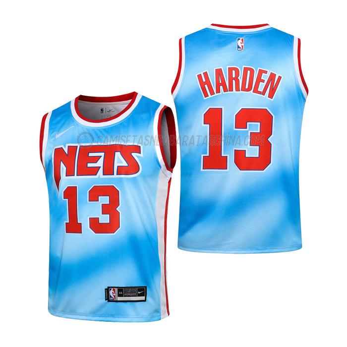 camiseta james harden brooklyn nets de 13 niños classic edition 2021 azul