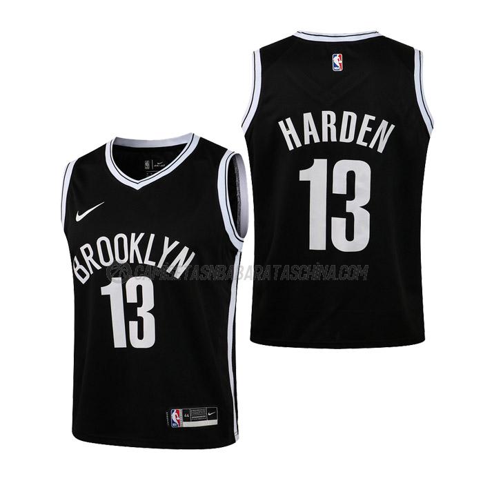 camiseta james harden brooklyn nets de 13 niños icon edition 2021 negro