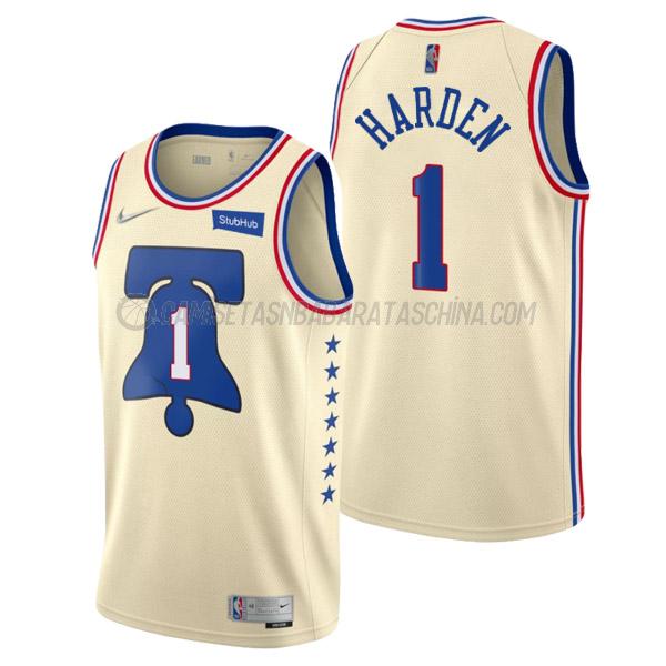 camiseta james harden philadelphia 76ers de 1 hombre earned edition 2021 crema