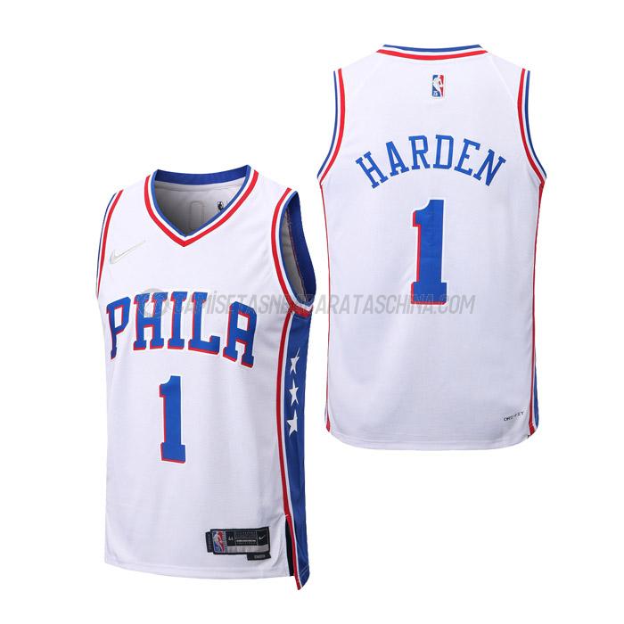 camiseta james harden philadelphia 76ers de 1 niños association edition 2022 blanco