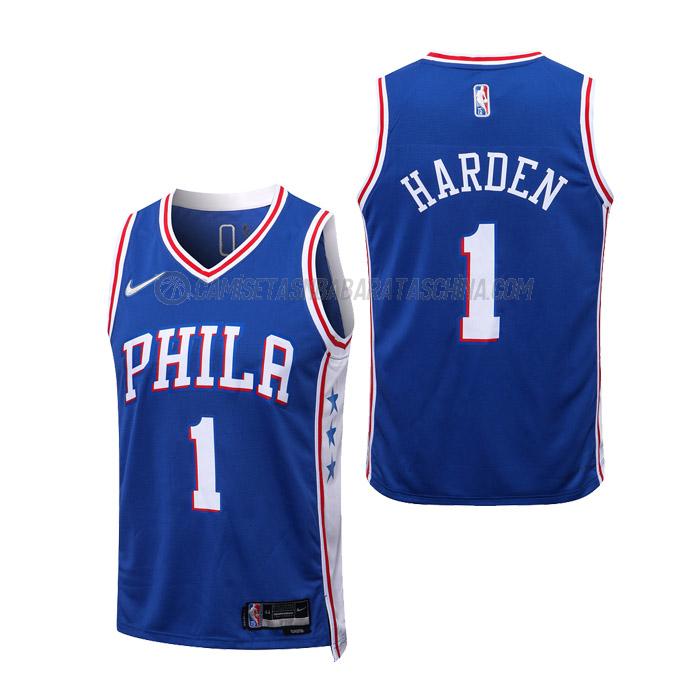 camiseta james harden philadelphia 76ers de 1 niños icon edition 2023 azul