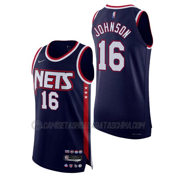 camiseta james johnson brooklyn nets de 16 hombre city edition 2022 azul marino