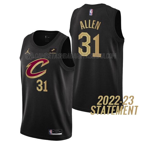 camiseta jarrett allen cleveland cavaliers de 31 hombre statement edition 2023 negro