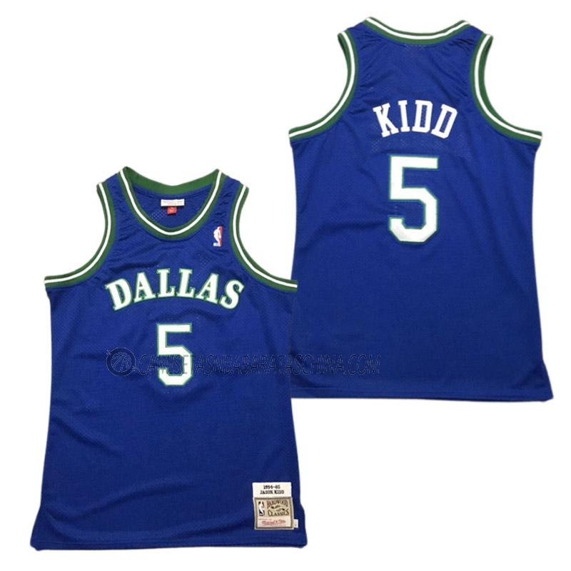 camiseta jason kidd dallas mavericks de 5 hombre retro azul