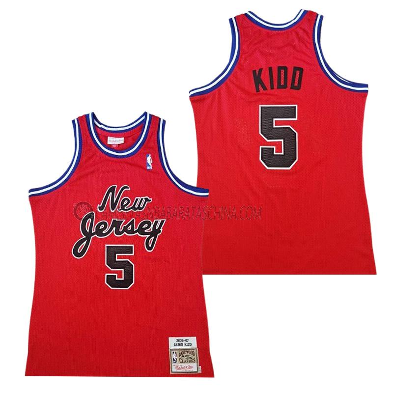 camiseta jason kidd new jersey nets de 5 hombre retro rojo