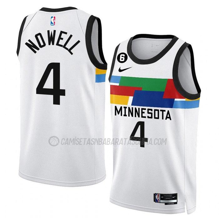 camiseta jaylen nowell minnesota timberwolves de 4 hombre city edition 2023 blanco