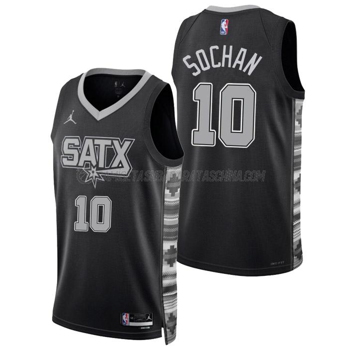 camiseta jeremy sochan san antonio spurs de 10 hombre statement edition 2023 negro