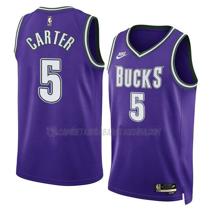 camiseta jevon carter milwaukee bucks de 5 hombre classic edition 2023 púrpura