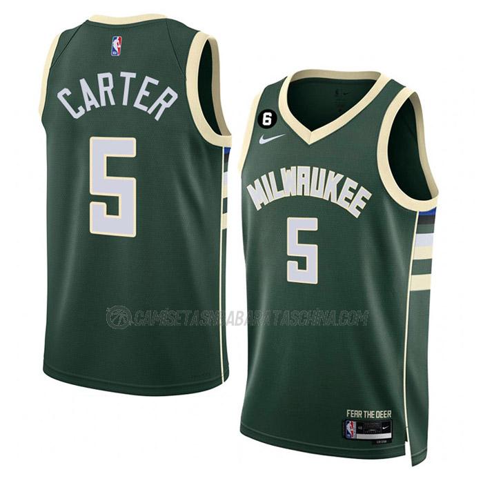 camiseta jevon carter milwaukee bucks de 5 hombre icon edition 2023 verde