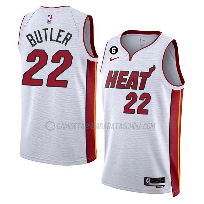 camiseta jimmy butler miami heat de 22 hombre association edition 2023 blanco