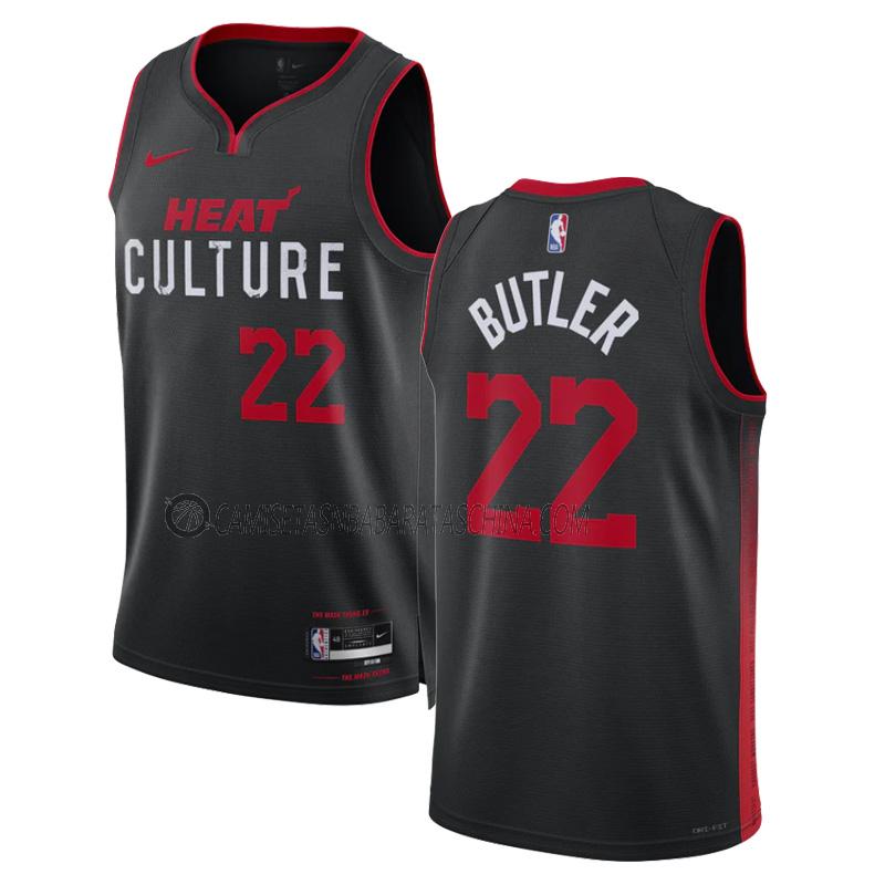 camiseta jimmy butler miami heat de 22 hombre city edition 2023-24 negro