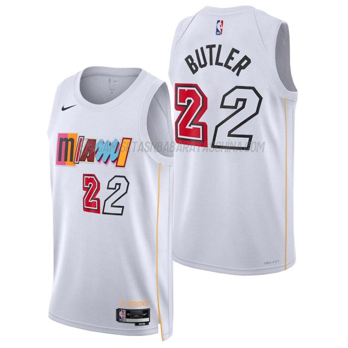 camiseta jimmy butler miami heat de 22 hombre city edition 2023 blanco