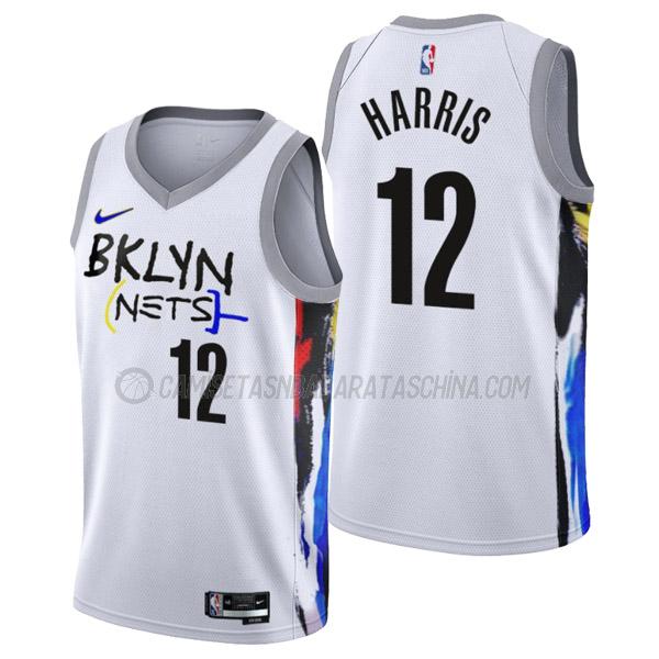 camiseta joe harris brooklyn nets de 12 hombre city edition 2023 blanco