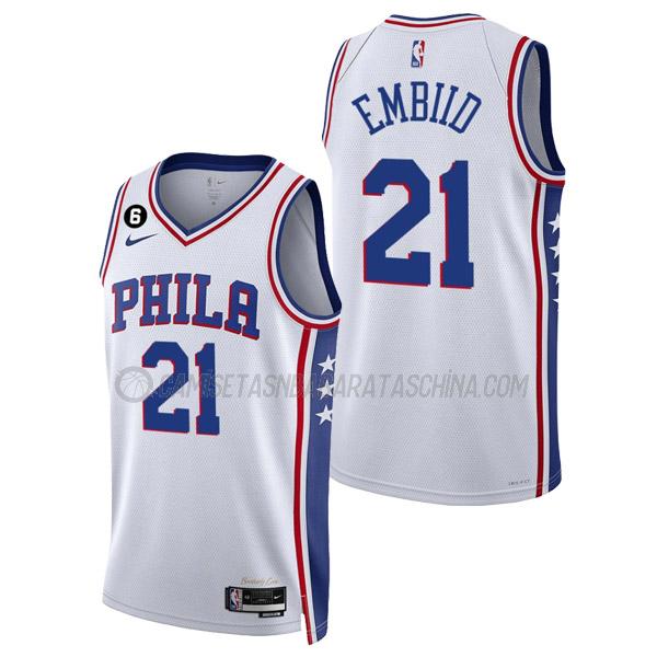 camiseta joel embiid philadelphia 76ers de 21 hombre association edition 2023 blanco