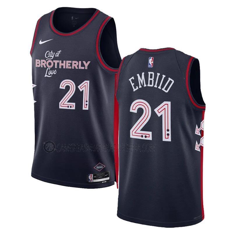 camiseta joel embiid philadelphia 76ers de 21 hombre city edition 2023-24 azul marino