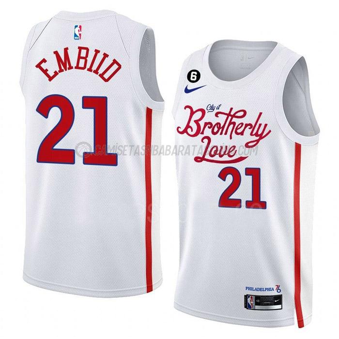 camiseta joel embiid philadelphia 76ers de 21 hombre city edition 2023 blanco