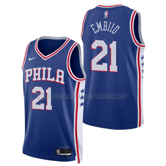 camiseta joel embiid philadelphia 76ers de 21 hombre icon edition 2023 azul