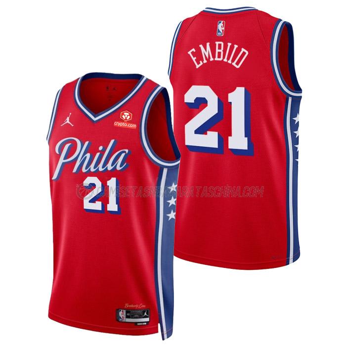 camiseta joel embiid philadelphia 76ers de 21 hombre statement edition 2023 rojo