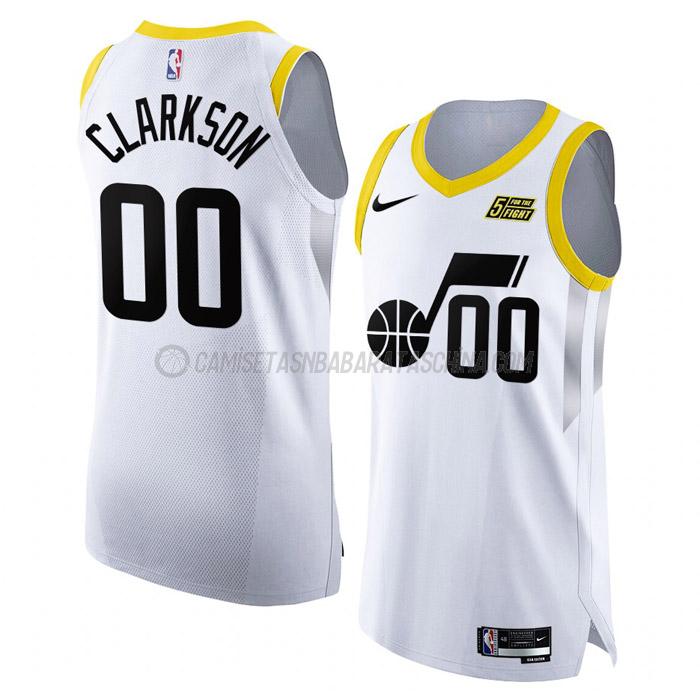 camiseta jordan clarkson utah jazz de 0 hombre association edition 2023 blanco