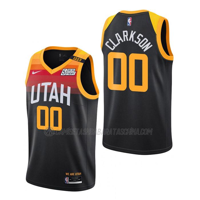 camiseta jordan clarkson utah jazz de 0 hombre city edition 2022 negro