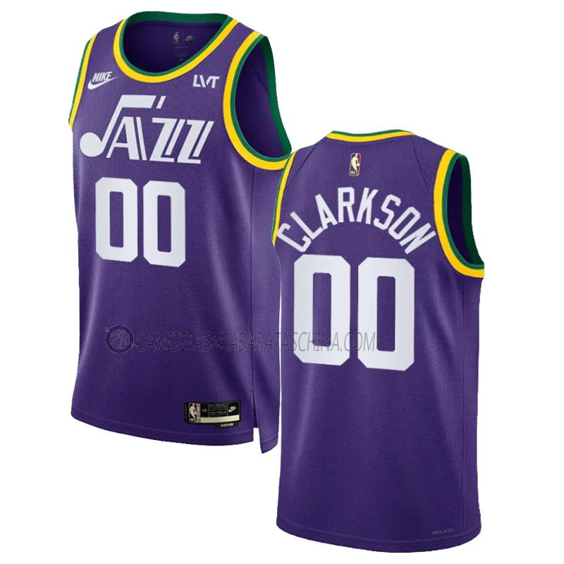 camiseta jordan clarkson utah jazz de 0 hombre classic edition 2023-24 púrpura