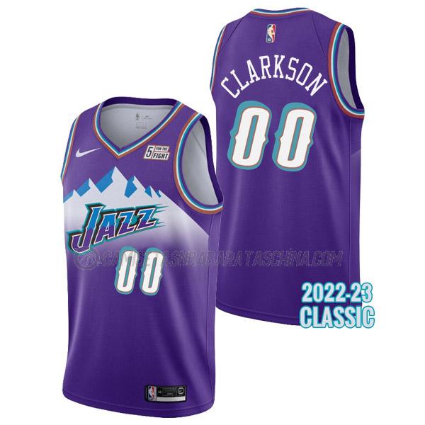 camiseta jordan clarkson utah jazz de 0 hombre classic edition 2023 púrpura