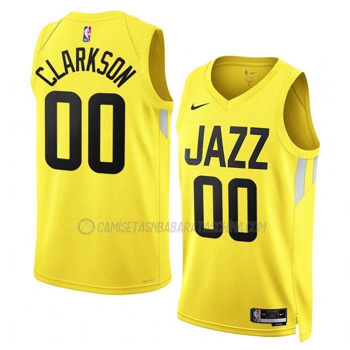 camiseta jordan clarkson utah jazz de 0 hombre icon edition 2023 amarillo