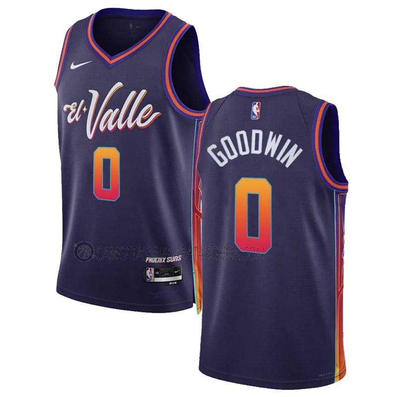 camiseta jordan goodwin phoenix suns de 0 hombre city edition 2023-24 p煤rpura