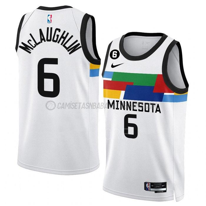 camiseta jordan mclaughlin minnesota timberwolves de 6 hombre city edition 2023 blanco