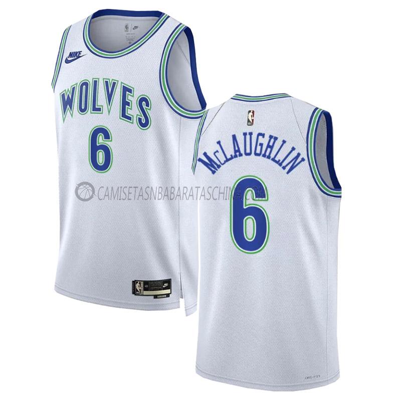 camiseta jordan mclaughlin minnesota timberwolves de 6 hombre classic edition 2023-24 blanco