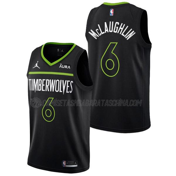 camiseta jordan mclaughlin minnesota timberwolves de 6 hombre statement edition 2023 negro