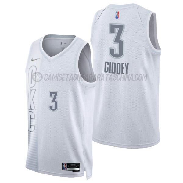 camiseta josh giddey oklahoma city thunder de 3 hombre city edition 2022 blanco