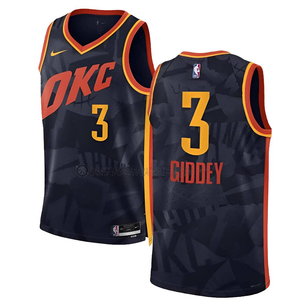 camiseta josh giddey oklahoma city thunder de 3 hombre city edition 2023-24 negro