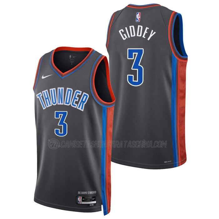 camiseta josh giddey oklahoma city thunder de 3 hombre city edition 2023 gris