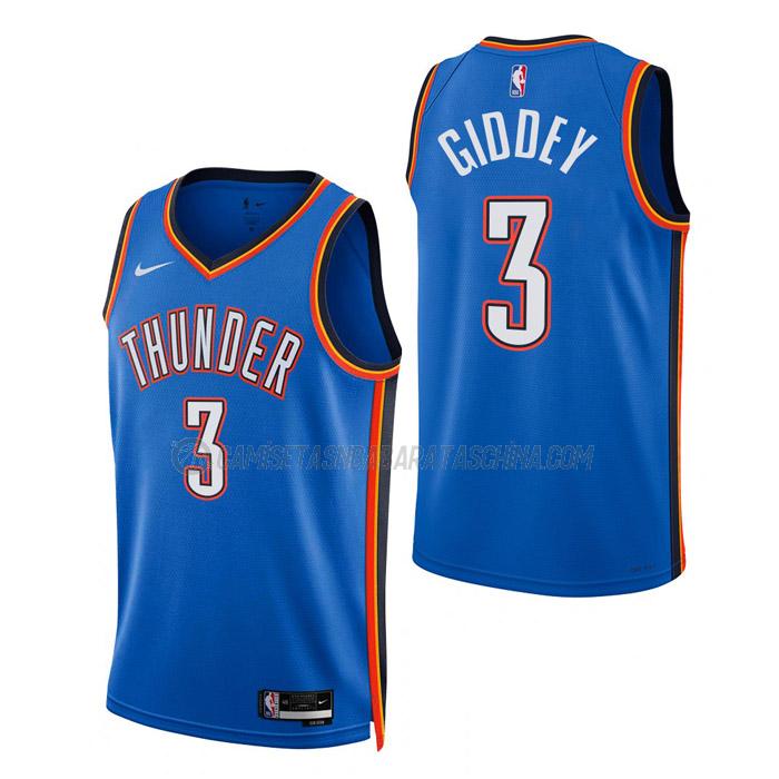 camiseta josh giddey oklahoma city thunder de 3 hombre icon edition 2023 azul